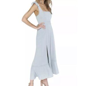 Show Me Your MuMu Claire Dress Medium Silver Sage Chiffon Midi Bridesmaid NWT